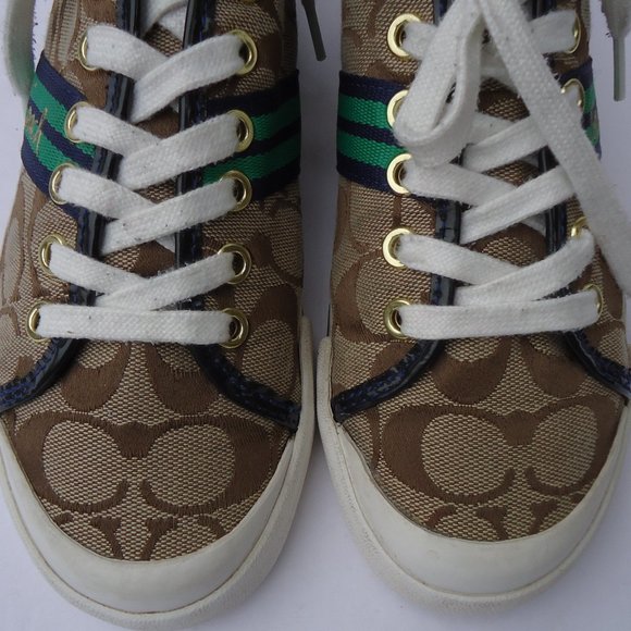 SIZE 6. COACH Folly logo canvas & leather sneakers shoes. - Picture 4 of 16